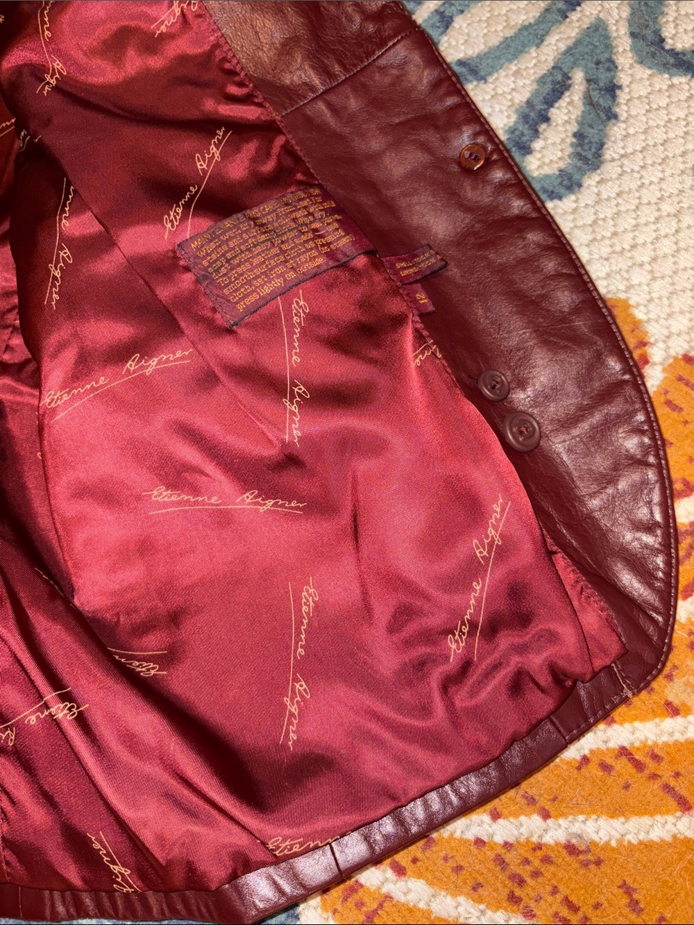 Etienne Aigner Wine Leather Blazer Jacket - Picture 3 of 9